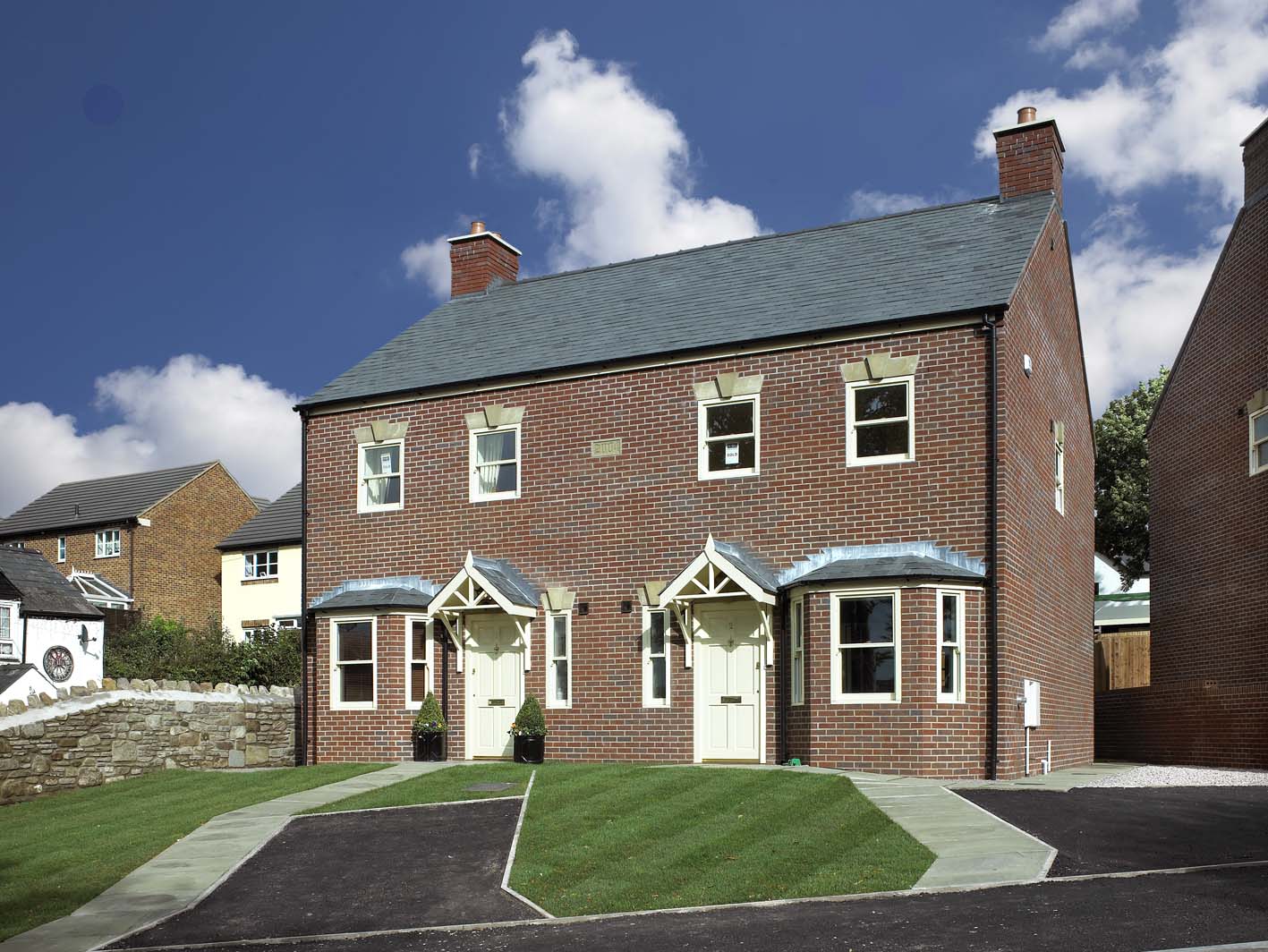 New detached and semi detached houses on Greenfield site in Coleford, Gloucestershire